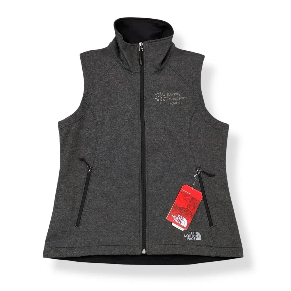The North Face Vest Women Medium Gray Full Zip Ridgewell Soft Shell NEW